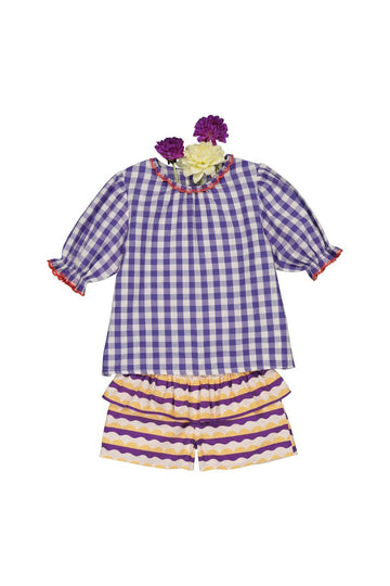 [헬로시모네] 이다 블라우스 퍼플 깅엄 SS24-IDBLPG