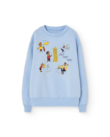 Soft Blue Comic Bear Sweatshirt