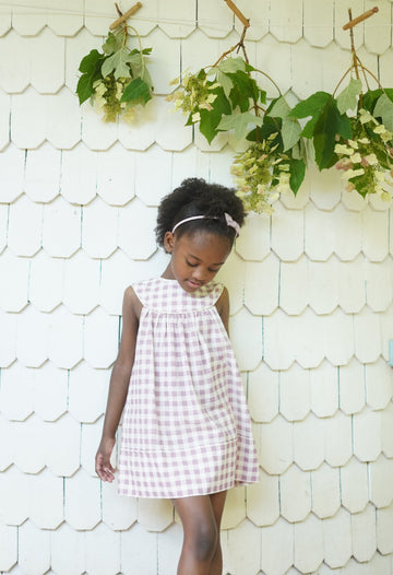 Delilah Dress, Gingham Print, Zinnia