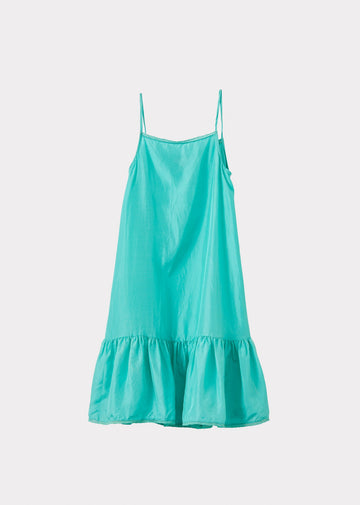 GRAPE GIRL'S SILK SLIP DRESS  - AQUA