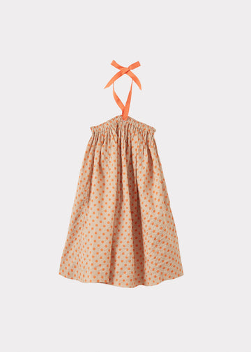 AGAVE GIRL'S MIRACLE WEAVE COTTON DRESS - ORANGE POLKA DOT