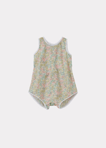 BARRA BABY GIRL COTTON ROMPER - LIBERTY POPPY AND DAISY PRINT