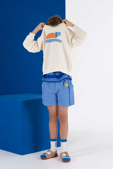 [본못] 쇼츠 사이드 스트라이프 스마일리 블루 SS24-SH04-MBL