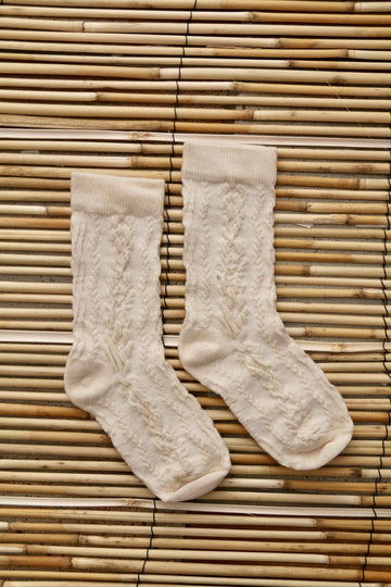 Ivory flower twist sock
