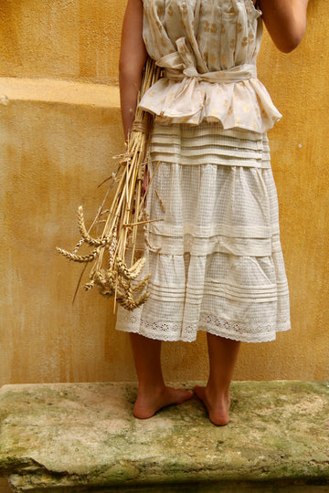 Long skirt ivory seersucker