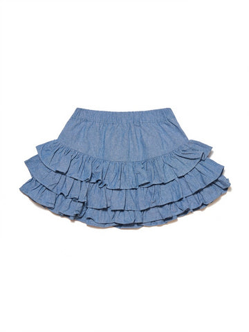[헬로시모네] 샴브레이 민뇽 스커트 블루 SS25-MIGSKBL