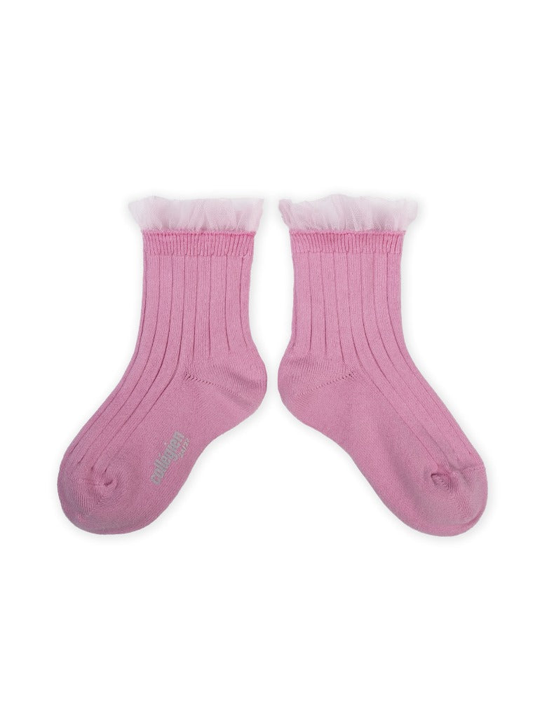 [꼴레지앙] 마르고 Rose Bonbon 프릴 앵클 삭스
