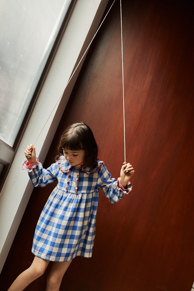 [헬로시모네] 미나 드레스 체크 블루 AW24-MINDCBL