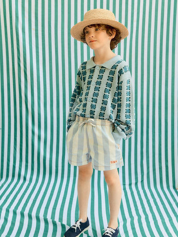 [타이니코튼] 스트라이프 트윌 쇼츠 블루 SS26-298-L15