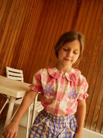 [헬로시모네] Carlina 블라우스 체크 로즈 SS26-CARBLCHR