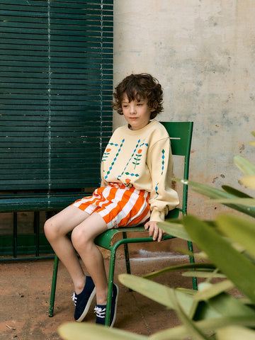 [타이니코튼] 스트라이프 트윌 쇼츠 레드 SS26-298-J08