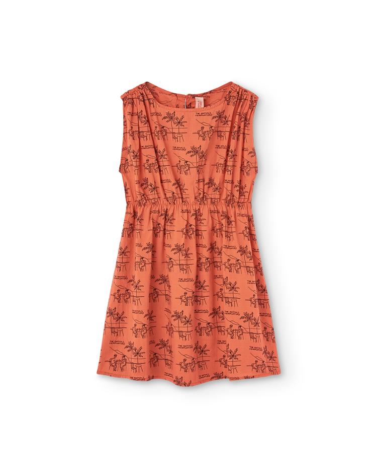 Salmon Drawings Marten Midi Dress