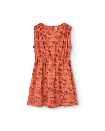 Salmon Drawings Marten Midi Dress