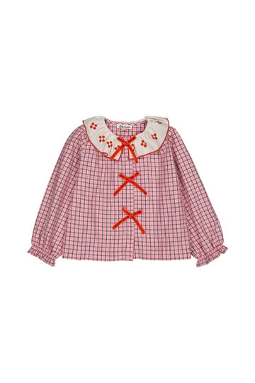 [헬로시모네] 미르띠유 블라우스 핑크 체크 AW25-MYRBLPCH