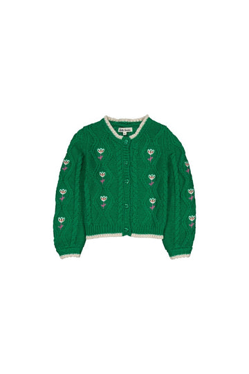 [헬로시모네] 리슨 가디건 그린 케이블 니트 AW25-LISCG