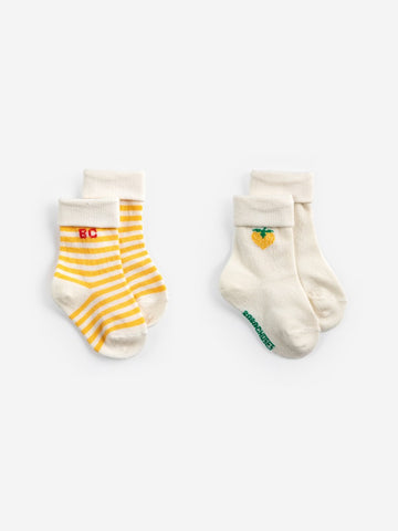 [보보쇼즈] 베이비 픽셀 스트로베리 숏 삭스 팩 (2pack) B126AH050