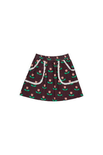 [헬로시모네] 아나벨 스커트 플로라 초콜릿 AW25-ANSKFLC