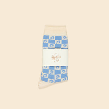 Pendine Checkerboard Ankle Sock - Cornflower