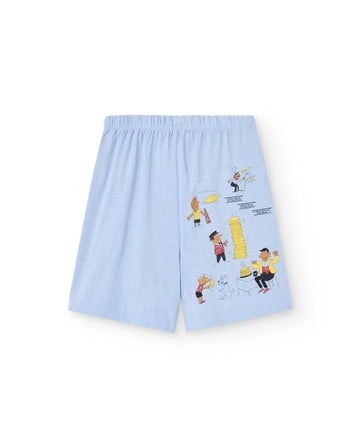 Soft Blue Comic Bermuda Mole Shorts