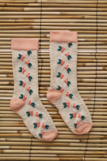 Pink flower parade socks