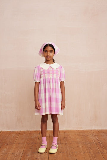 [헬로시모네] 랄리 스목 드레스 체크 SS25-LALDCHL