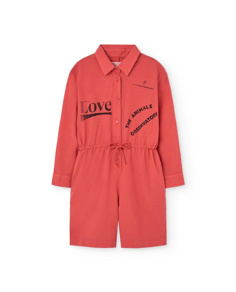 Red Love Squirrel Short Jumpsuit