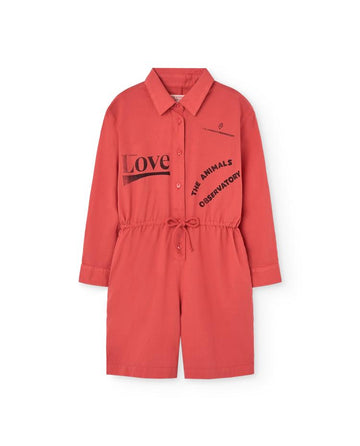 Red Love Squirrel Short Jumpsuit