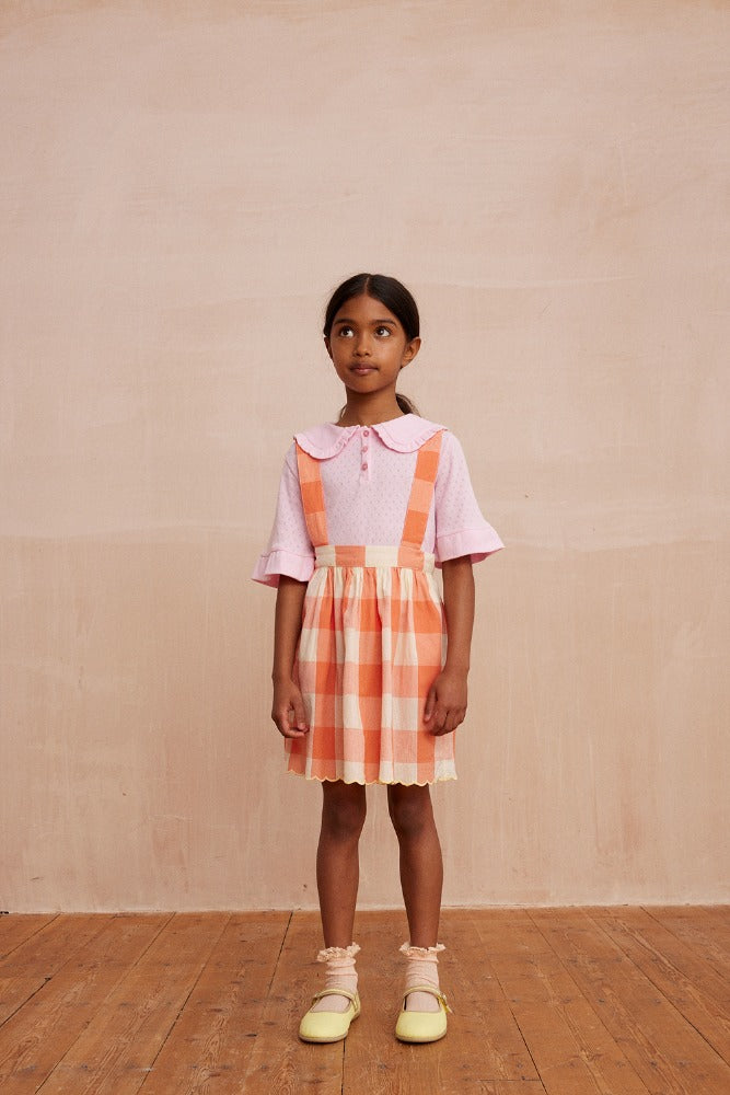 [헬로시모네] 리온틴 스커트 체크 코랄 SS25-LEONSKCHC