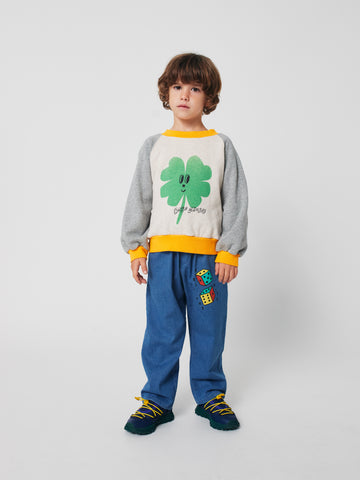 [K*B 25FW 1차] Lucky Clover Ranglan Sweatshirt Woven Ranglan Sleeve