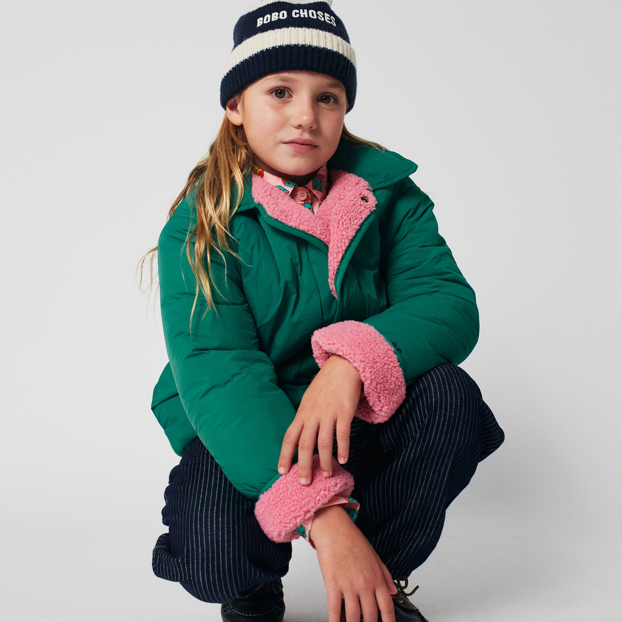 [K*B 25FW 2차] Clover reversible sheepskin jacket WOVEN PADDED JACKET GREEN