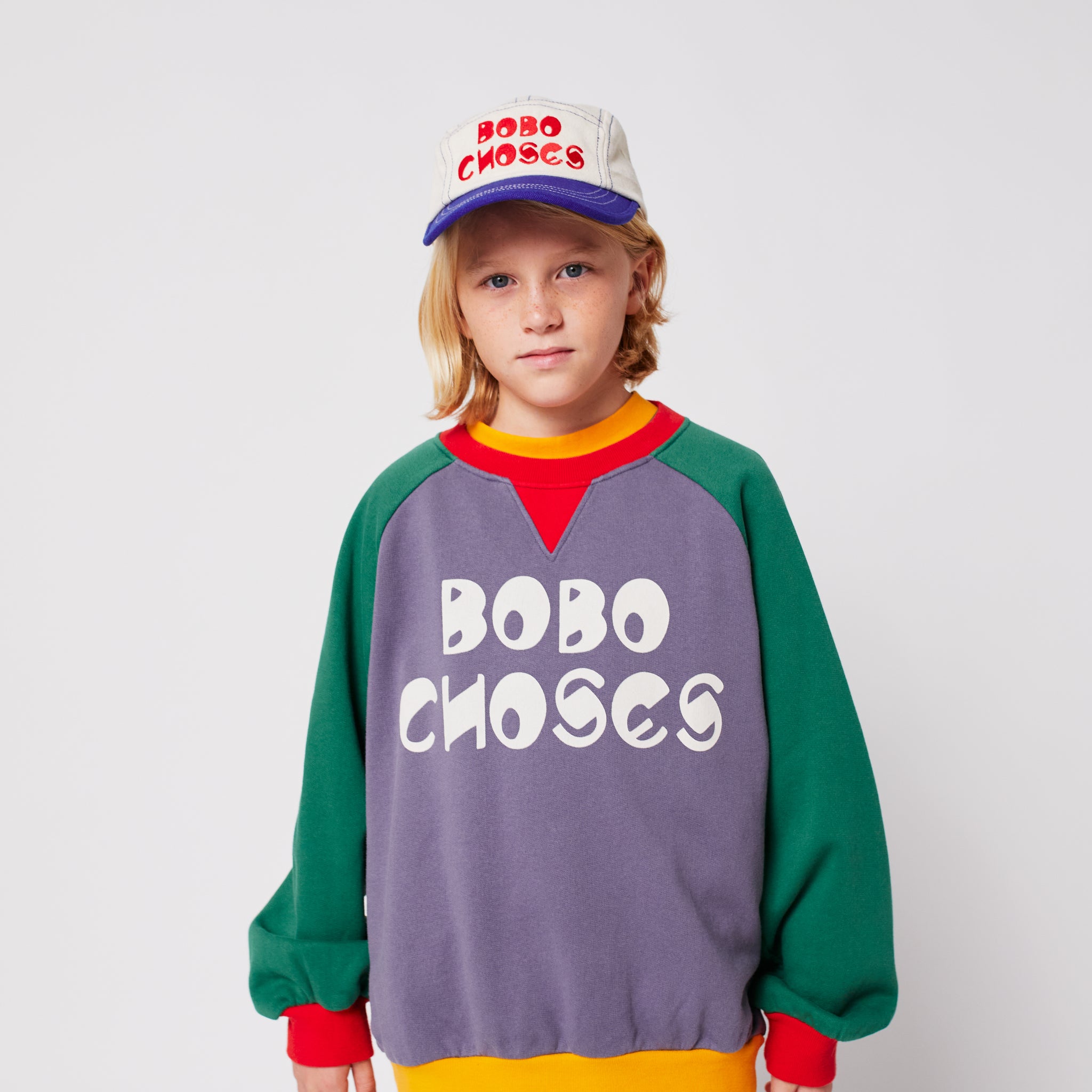 [K*B 25FW 2차] Bobo Choses color block ranglan sweatshirt WOVEN RANGLAN SLEEVE MULTICOLOR