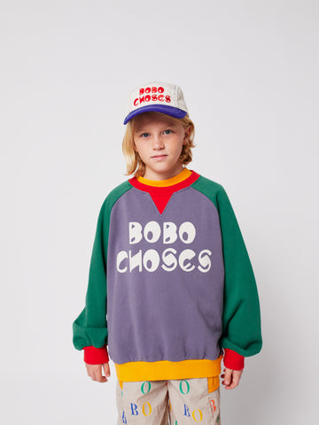[K*B 25FW 2차] Bobo Choses color block ranglan sweatshirt WOVEN RANGLAN SLEEVE MULTICOLOR