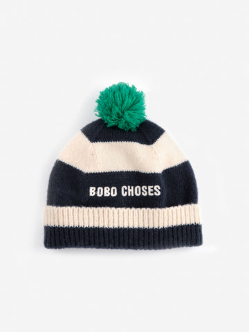 [K*B 25FW 2차] Bobo Choses striped beanie WOVEN BEANIE MIDNIGHT BLUE