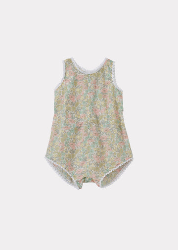 BARRA BABY GIRL COTTON ROMPER - LIBERTY POPPY AND DAISY PRINT