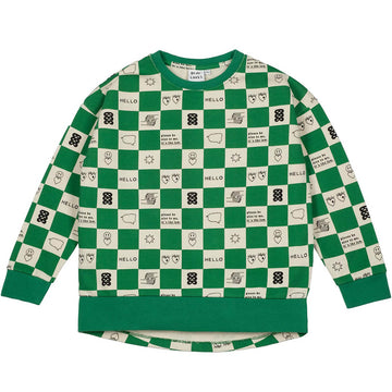 Comic Book Check Relaxed Fit Sweatshirt in True Green by Beau Loves