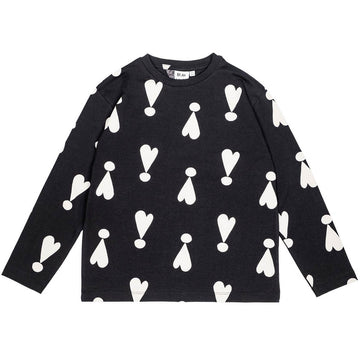 Exclamation Hearts Long Sleeve T-Shirt in Black by Beau Loves