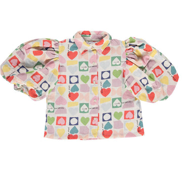 Hearts Pleated Blouse by Beau Loves