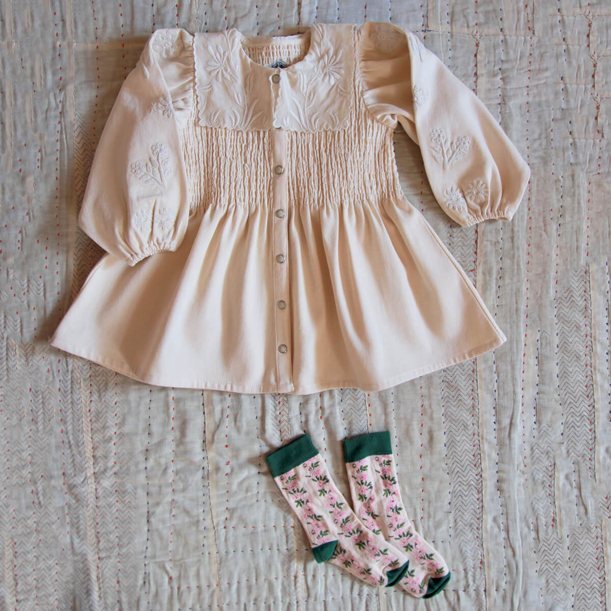 Embroidered Tunique in Ivory Denim by Bonjour