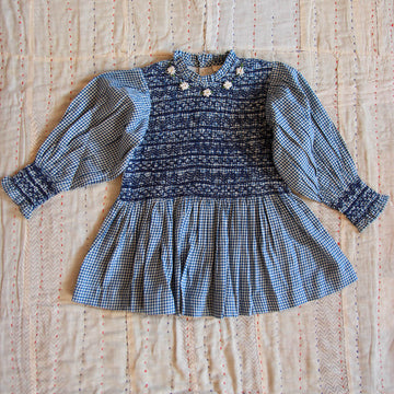 Handsmock Blouse in Blue Vichy Check by Bonjour