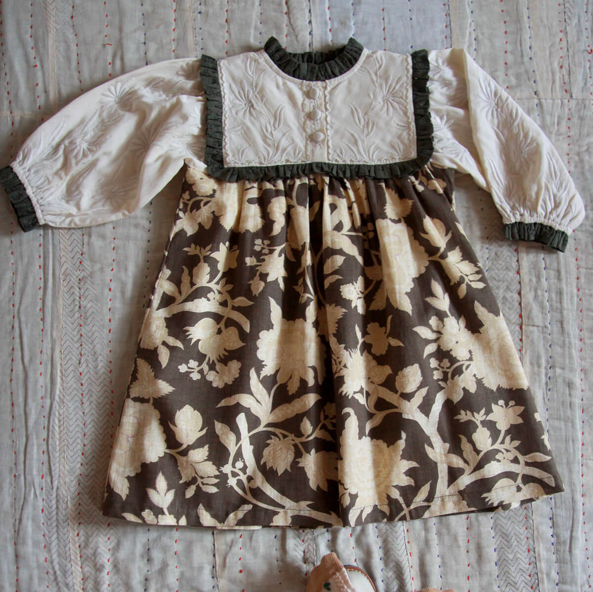 Ines Dress in Autumnal Terra Flowers by Bonjour