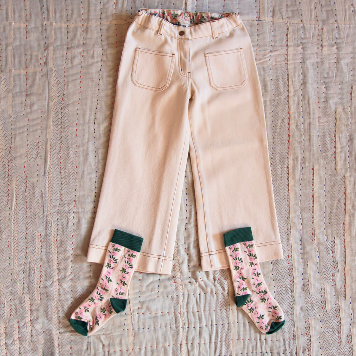 Pants in Ivory Denim by Bonjour