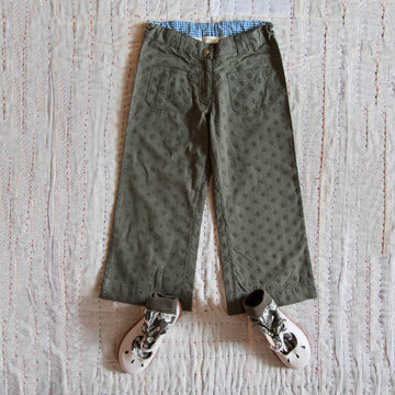 Pants in Khaki Green Broderie Anglaise by Bonjour