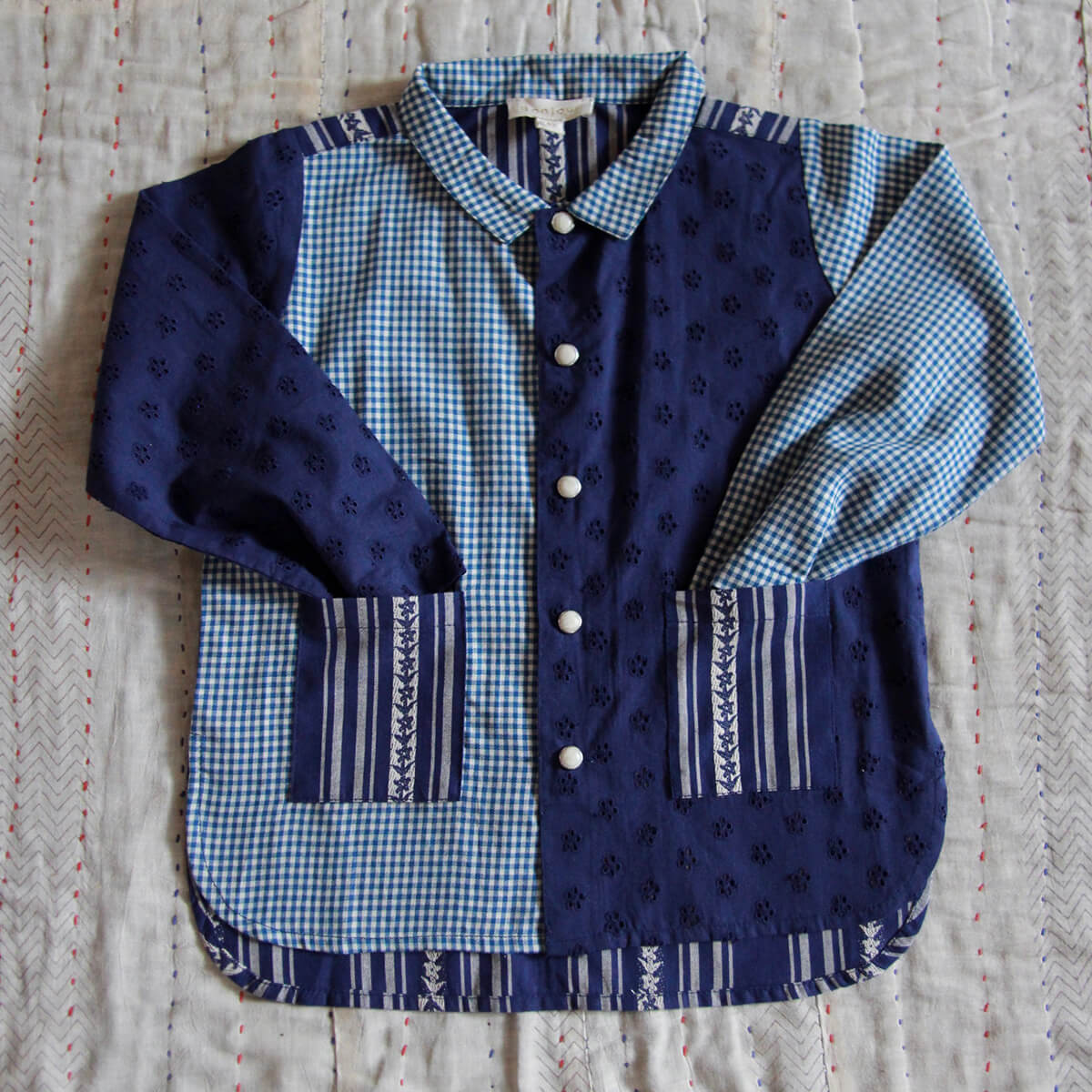 Patchwork Shirt in Blue by Bonjour