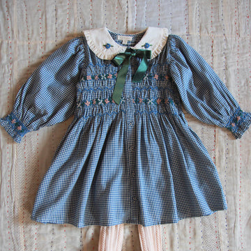 Romantic Long Tunique in Blue Vichy Check by Bonjour