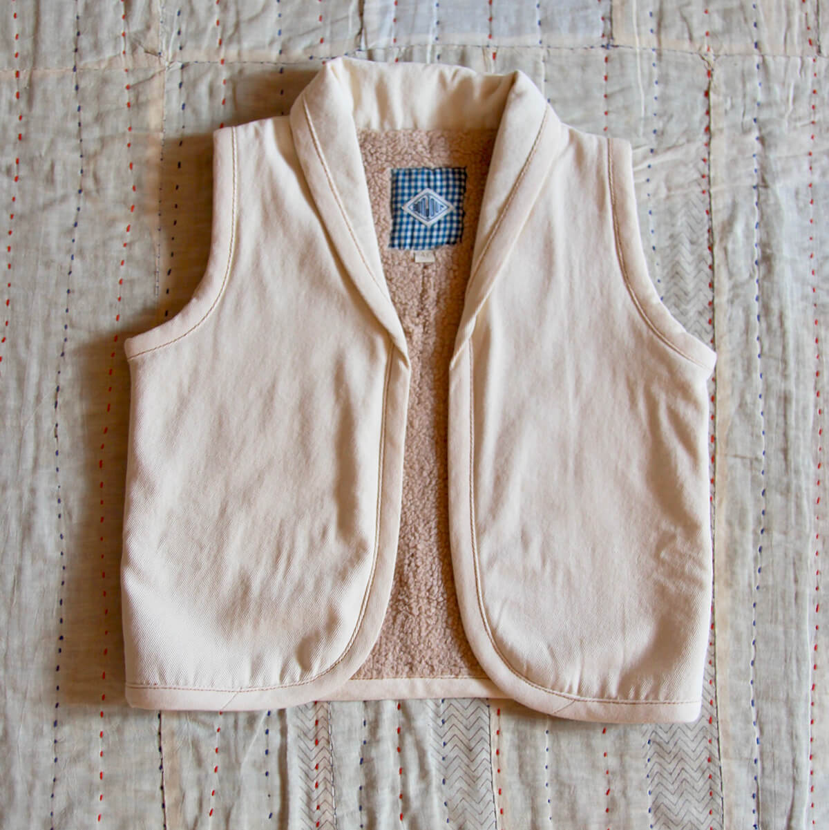 Sleeveless Jacket in Ivory Denim by Bonjour