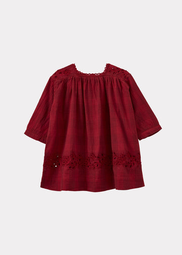 CLAIRE BABY COTTON DRESS - RED / BLACK CHECK
