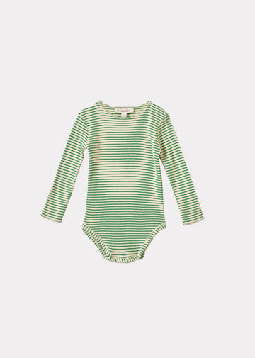 HANAU BABY COTTON ROMPER - EMERALD GREEN/CREAM