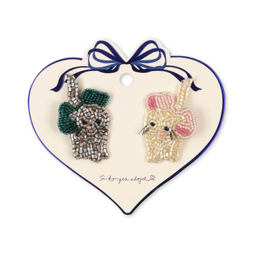 Bow Kitty Beaded Hair Clips (2 Pack) by Konges Sløjd