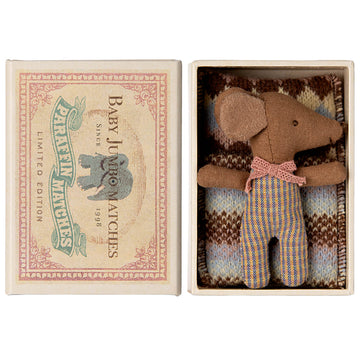 Sleepy / Wakey Baby Mouse In Matchbox in Rose by Maileg