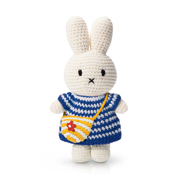 Miffy In Her Blue Striped Dress And Flower Bag by Miffy Handmade